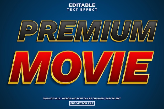 Luxury premium movie text style, editable text effect vector