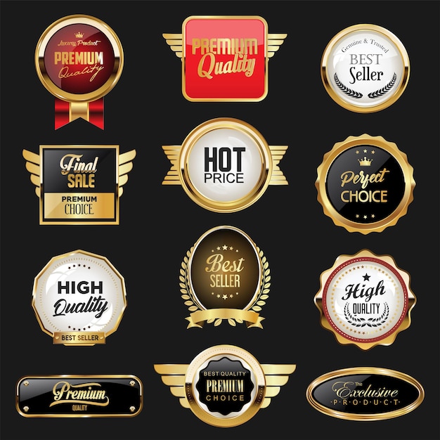 Luxury premium sale golden badges and labels collection