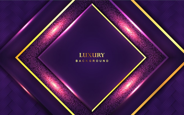 Luxury purple frame background with golden decoration