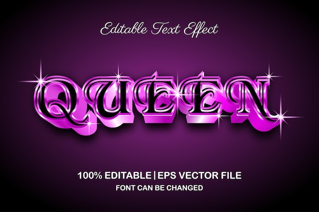 Luxury queen editable text effect 3d style