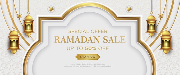 Luxury ramadan kareem sale banner template