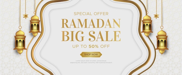 Luxury ramadan kareem sale banner template