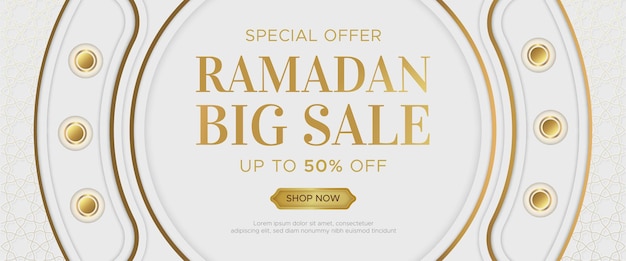 Luxury ramadan kareem sale banner template