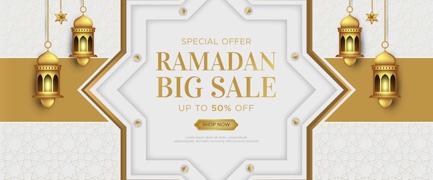 Luxury ramadan kareem sale banner template