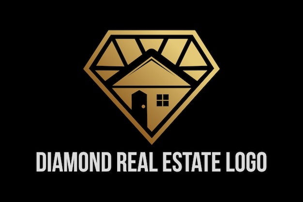 Luxury real estate diamond house home logo