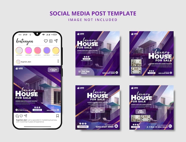 luxury real estate social media post banner template promotion