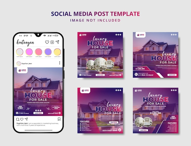 luxury real estate social media post template promotion