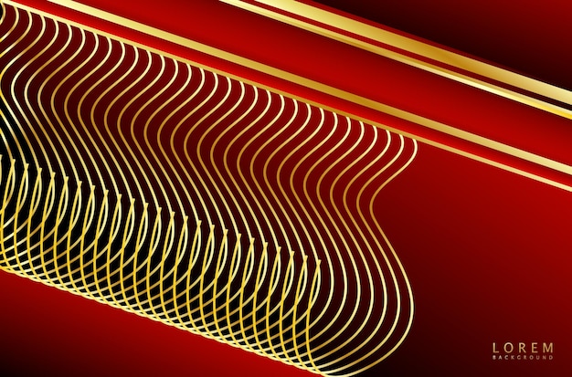 Luxury red background with golden lines.