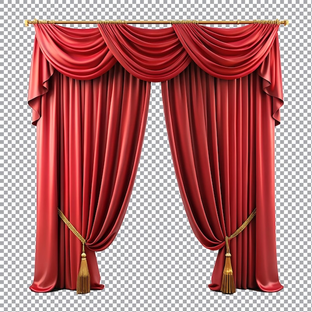 Luxury red curtain frame on a transparent background