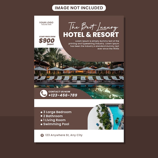 luxury resort hotel holiday flyer brochure business marketing promotion template