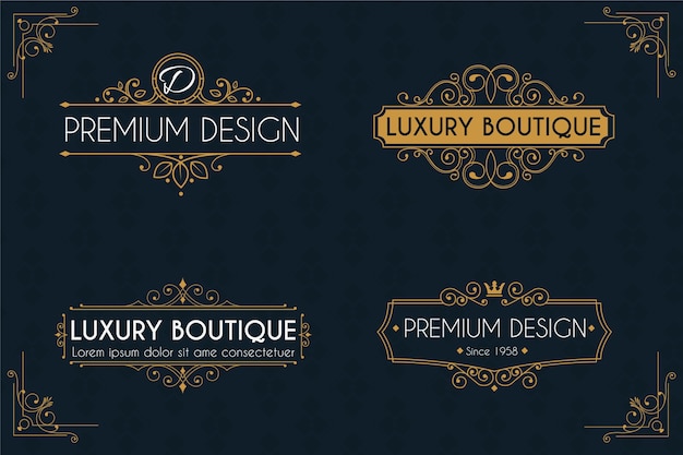 Luxury retro logo template pack