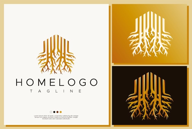 Luxury root home logo design vector.