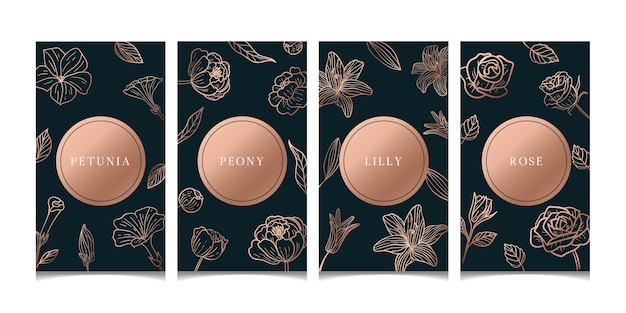 Luxury rose gold floral cards