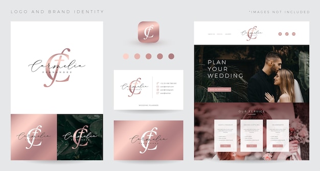 Vector luxury rose gold gradient logo and brand identity