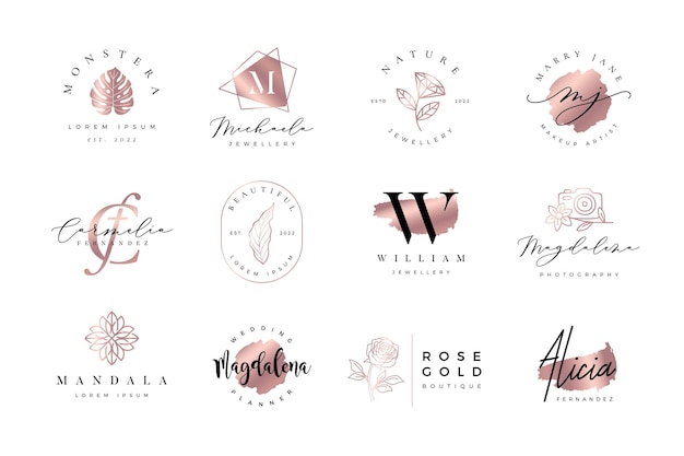 Luxury rose gold gradient logo