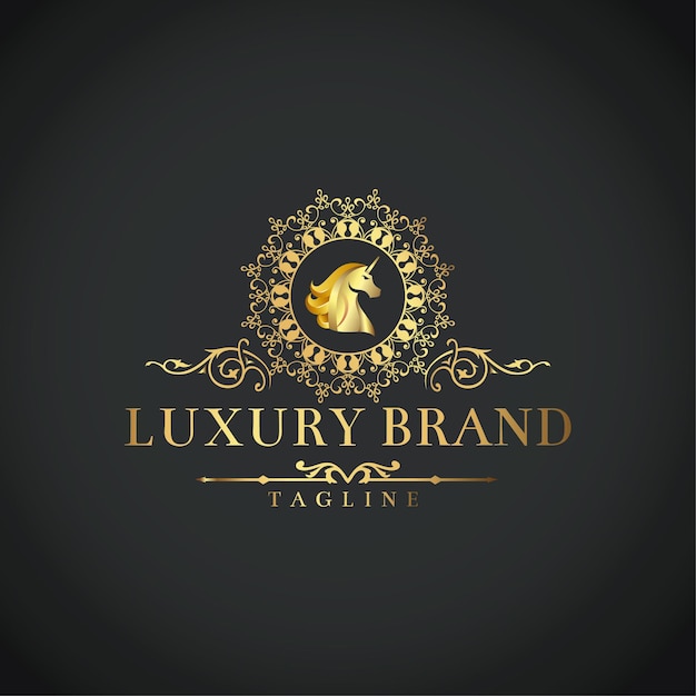 Luxury royal horse logo design Premium Vector