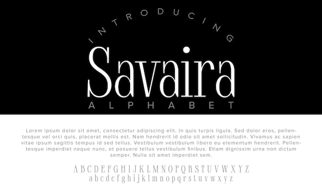 Vector luxury savaira alphabet letters font for logo