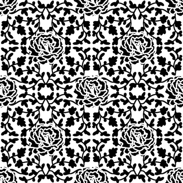 Luxury seamless damask pattern texture Vector decorative victorian ornament Black and white