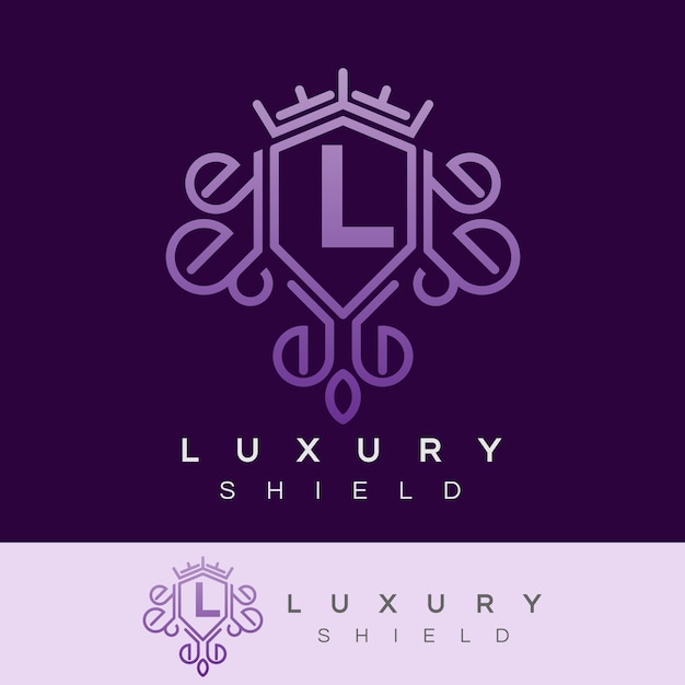 luxury shield initial Letter L Logo design