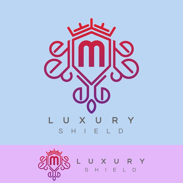 luxury shield initial Letter M Logo design