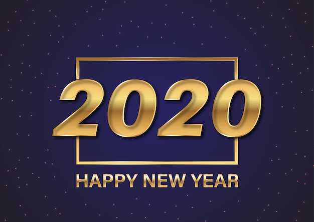 luxury sign 2020 happy new year with gold text and number