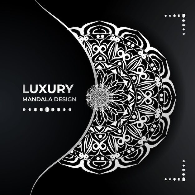 Luxury silver mandala background concept design