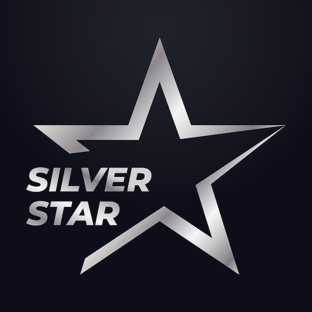 Luxury Silver star logo Symbol Vector designs template, Elegant Style Black Background