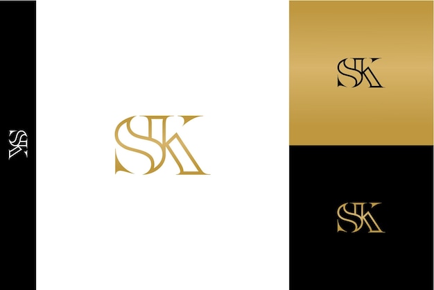 Vector luxury sk letters icon monogram minimalist vector logo design template