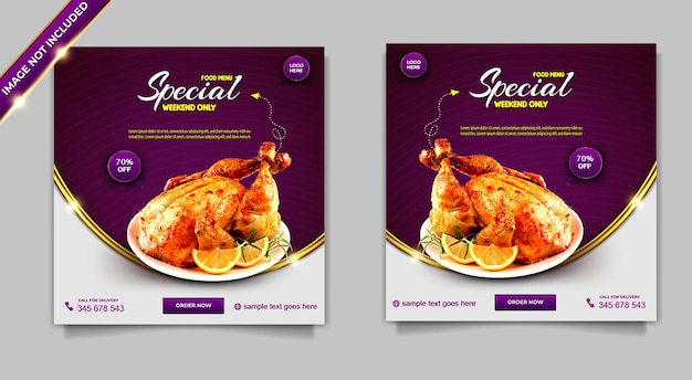 Luxury special food menu social media promotion instagram banner post template set