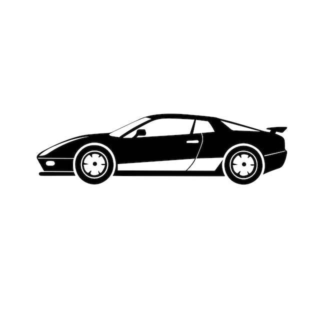 Luxury Sports Car Silhouette Outline Side View Black Icon for Automotive Art