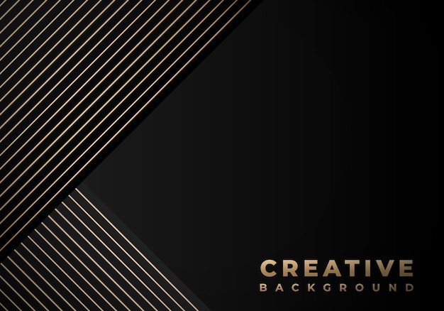 Luxury Stripes Golden Lines Diagonal Overlap on Black Background with Copy Space for Text