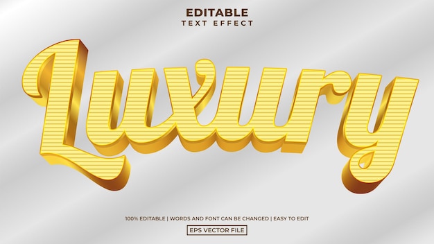 Luxury text font style, shiny gold style editable text effect template on white background