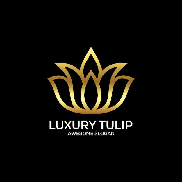 luxury tulip logo design line art