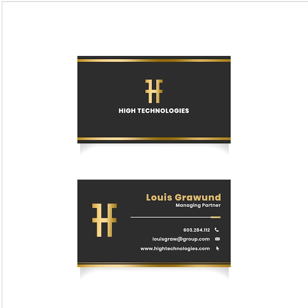 Luxury vector with business card template. Premium Letter H