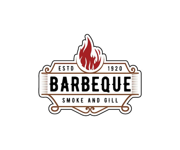 luxury Vintage barbecue bbq smokehouse bar and grill barbeque logo engraving design