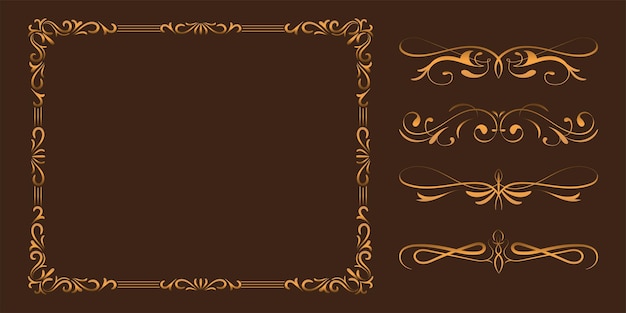 Luxury vintage frame and set of border vector design