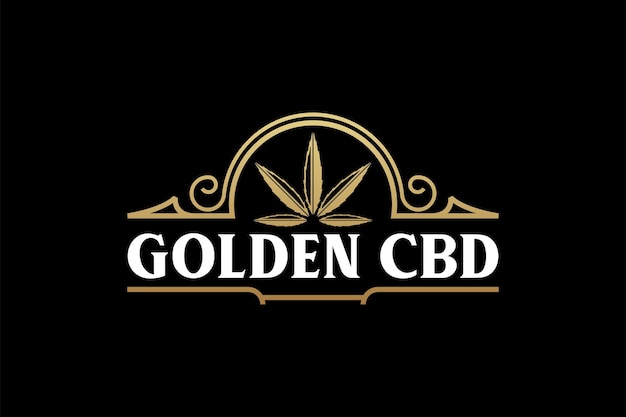 Luxury Vintage Golden CBD Cannabis logo design