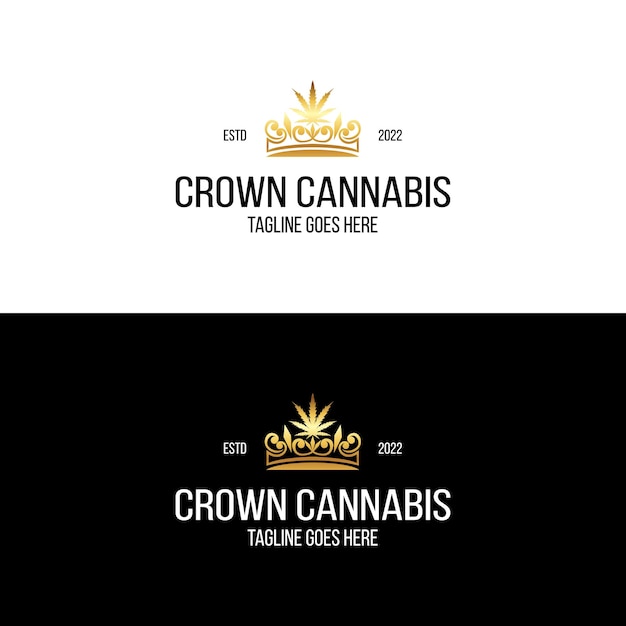 Luxury vintage golden crown with cbd cannabis logo design