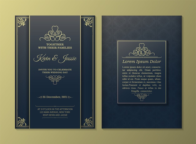 Luxury vintage golden invitation card template