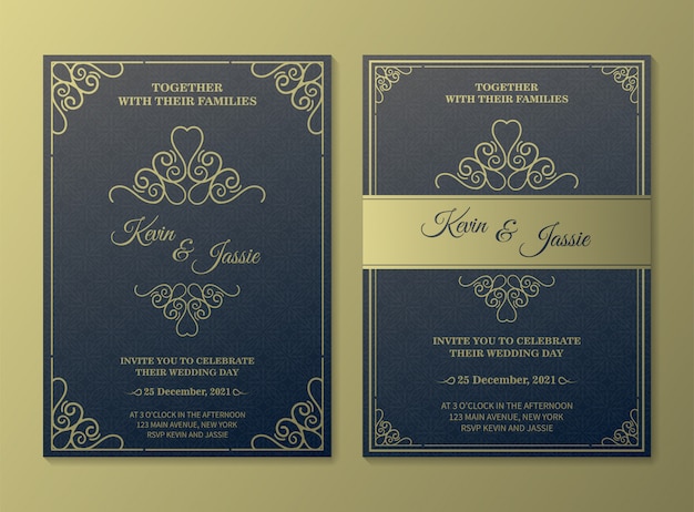 Luxury vintage golden vector invitation card template