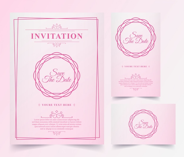 Luxury vintage Pink invitation card 