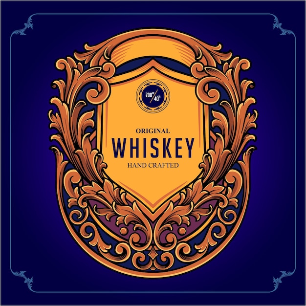 Luxury vintage whisky label frame illustrations