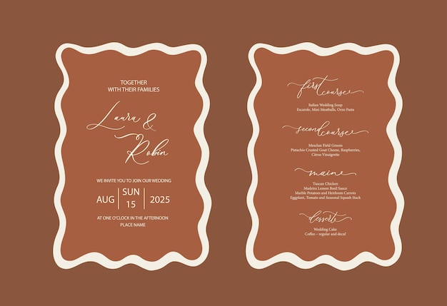 Luxury Wavy Edge Wedding Invitation card background Abstract art background vector design