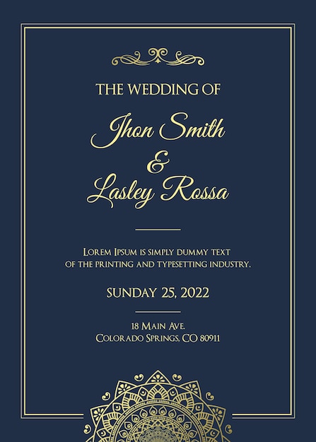 Luxury wedding invitation card design