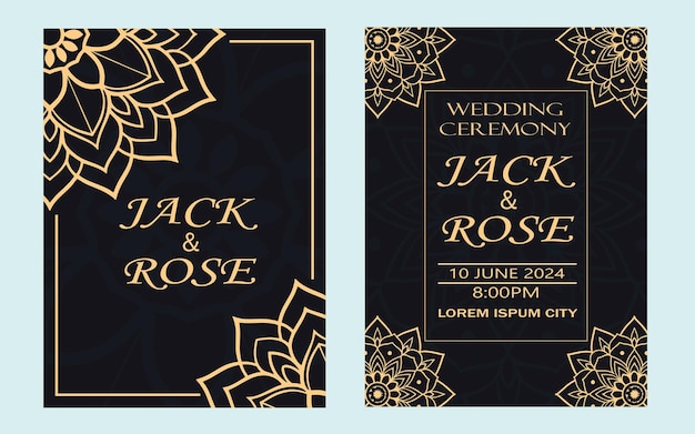 Luxury wedding invitation card template with mandala ornament Vector illustration