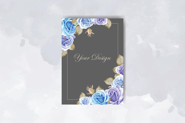 luxury wedding invitation card with purple blue watercolor