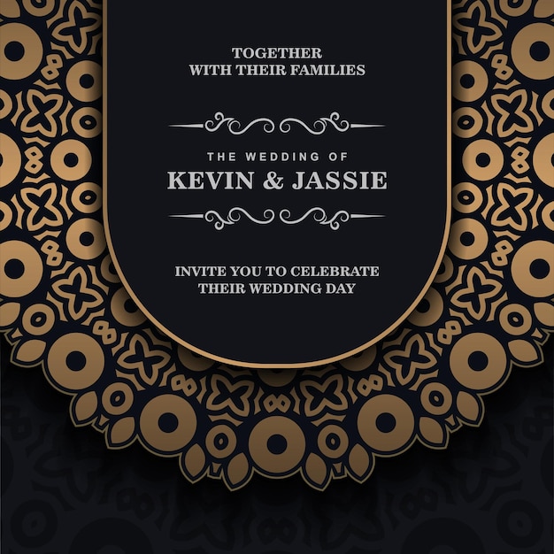 Luxury wedding invitation in mandala