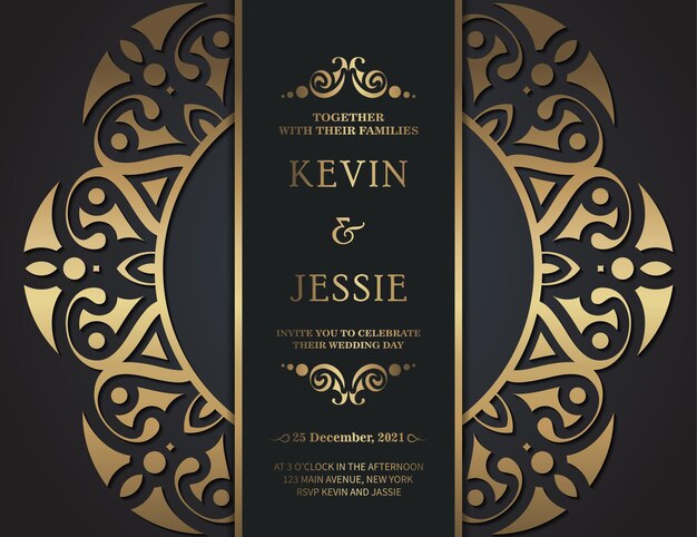 Luxury wedding invitation in mandala