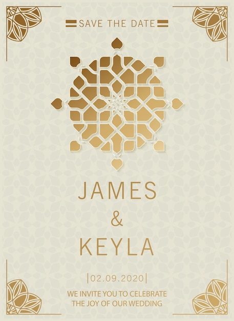 Luxury wedding invitation with mandala design