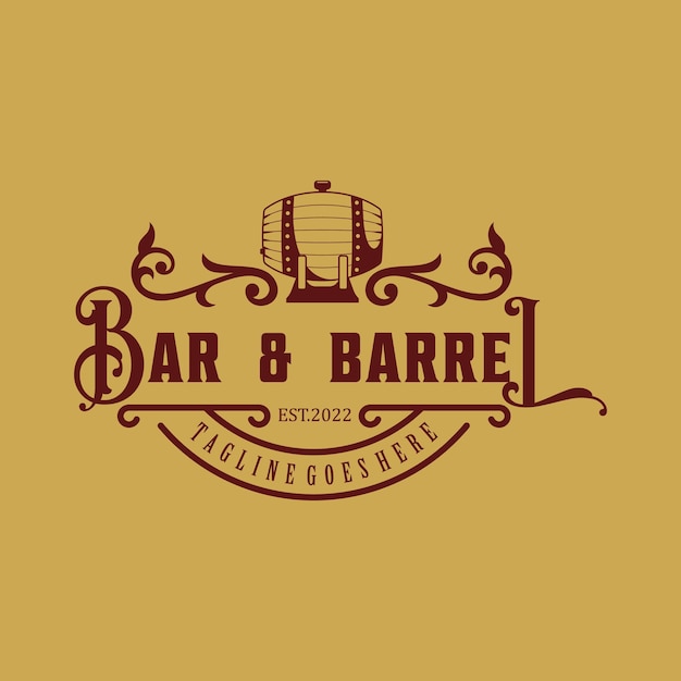 Luxury whisky barrel logo vintage